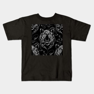 Continuous Line Tiger Portrait. 2022 New Year Symbol by Chinese Horoscope Kids T-Shirt